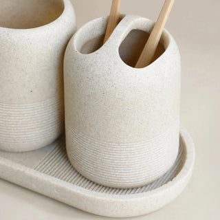 ceramic malibu beige bathroom accessories soap dish set side view
