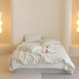 faux fur blanket plush rabbit fur throw cozy reading 600 thread count side view