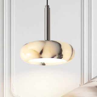 Natural Stone Pendant Light – Black Bedroom Lighting with Metallic Iron Finish