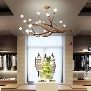 Modern Amber Chandelier – Multi-Head LED Lighting with Gold Finish
