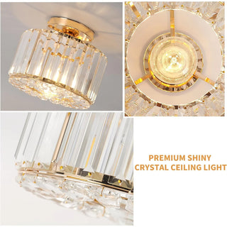 Gold Crystal Ceiling Light – Contemporary Surface Mount Lamp for Dining Room