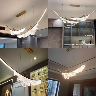 Modern Metal Pendant Light – White LED Dining Room Lighting Fixture