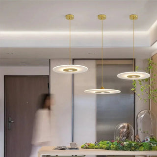 Modern Pendant Lamp – Acrylic Aluminum Disc Light | LED Dual Source, Warm Neutral Cool