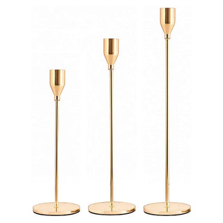 gold candlestick holders tall stainless steel set of 3 elegant home decor front view