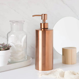 rose gold stainless steel metal lotion dispenser durable 250ml 550ml bathroom angle view