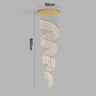 Gold Crystal Chandelier – Rotating Pendant Light for Large Space Lighting