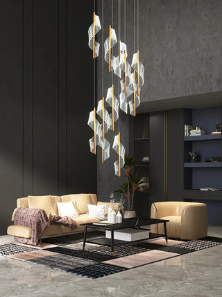 Lustre spirale moderne – Luminaire de luxe en cristal pour villa et salon