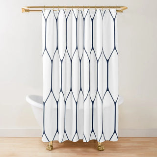 eco-friendly MIMOSA honeycomb hexagonal pattern white black waterproof shower curtain front view