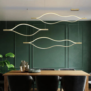 Postmodern Chandelier | Gold Aluminum LED Fixture with Remote Control Lighting