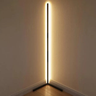 Modern LED floor lamp brushed aluminum — designer stainless finish front view