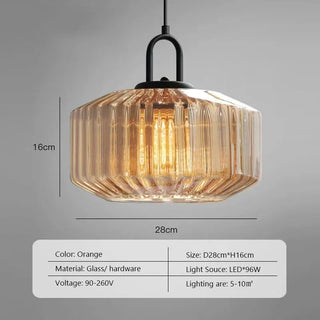 Vintage Pendant Light – Textured Glass Lamp | Retro Style Pendant With Warm Ambient Light