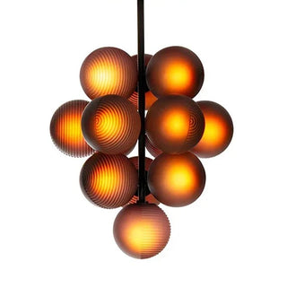 Deep purple glass grape pendant lamp — handcrafted artisan ceiling fixture
