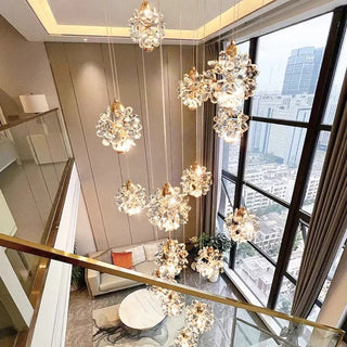 Modern Crystal Chandelier – Dimmable LED Pendant Light | Living Room Lighting