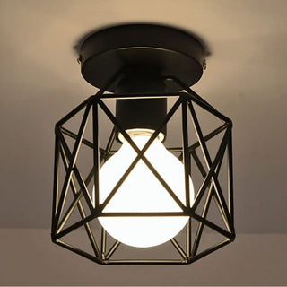 Geometric Ceiling Light – Black Wrought Iron Lamp | Modern Nordic Lighting Fixture