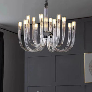 Glass Chandelier – Modern Clear Glass Pendant with Integrated LED Lighting