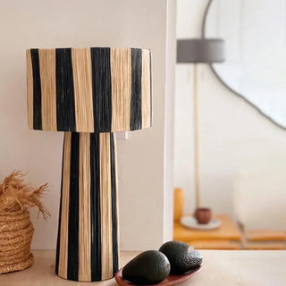 Woven Wicker Floor Lamp – Japanese Style LED Light With Natural Fabric Shade