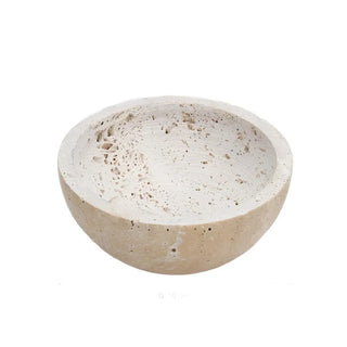 travertine marble sphere handcrafted 9 hole incense burner beige half sphere front view