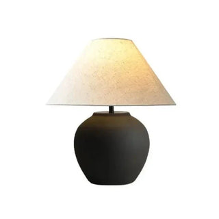 Tuscany black ceramic table lamp with premium fabric shade — LED