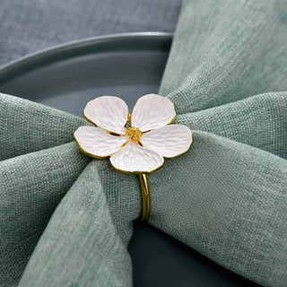 flower bloom napkin rings handcrafted metal table decor elegant dining alternate view