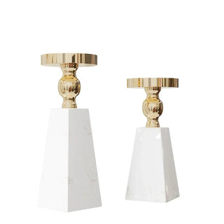 marble candle holder luxury scandinavian stone candle stand gold finish side view