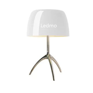Colored Glass Desk Lamp – Modern Tripod LED Reading Lamp with Iron Frame