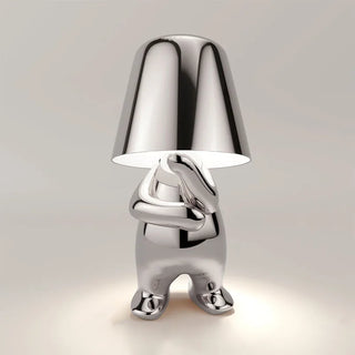 Warm golden resin table lamp — designer LED wide