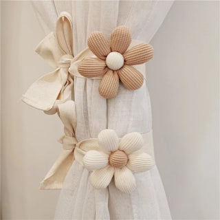flower tieback curtain holders cotton fabric window decor front view