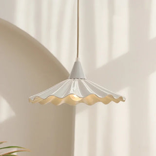 Ocean wave ceramic pendant — artisan handcrafted hanging lamp