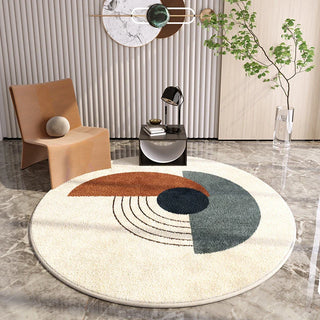 round plush luxury abstract design soft carpet eco friendly non slip front view