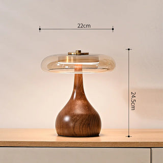 Wood Copper Desk Lamp – Adjustable LED, Vintage Style Bedroom Lighting