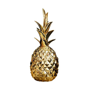 ceramic pineapple sculpture handcrafted gold plated miami luxury decor front view