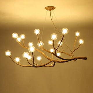 Modern Amber Chandelier – Multi-Head LED Lighting with Gold Finish