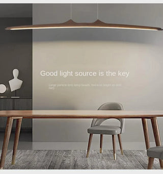Walnut Pendant Light – Minimalist Dining Room Lighting With Integrated LED Fixture