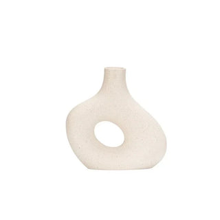 beige ceramic vase handcrafted porcelain vase modern minimalist home accent front view