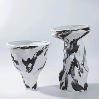 ceramic handcraft vase graffiti art charcoal porcelain handmade pottery side view