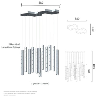 Modern LED Chandelier – Brushed Steel Recessed Ceiling Light for Living Room