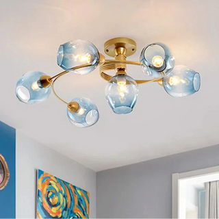 Modern Ceiling Light – Adjustable LED Fixture with Swivel Rings & Colorful Glass Shades