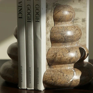 indian marble bookends handcrafted luxury wavy natural stone set close-up