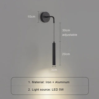 Black Metal Wall Light – Modern LED Wall Sconce with Sleek Design for Bedroom
