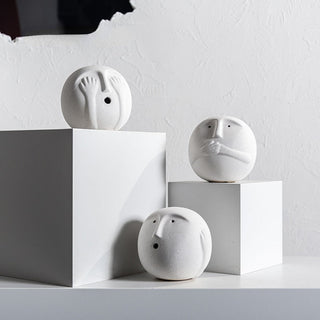 modern minimalist ceramic cartoon figurine decorative ornament angle view