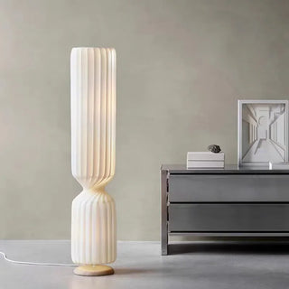 Modern Floor Lamp – White Fabric LED Lighting | Slender Standing Lamp