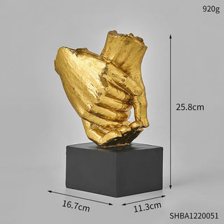 resin hand-in-hand minimalist figurine modern home decor lifestyle view