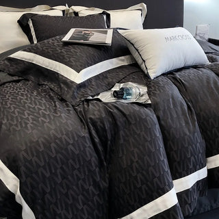 egyptian cotton duvet cover luxury bedding set soft pillowcases breathable fabric angle view