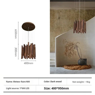Wooden Pendant Light – Sculptural Ceiling Light with Adjustable Cable | Living Room Lighting