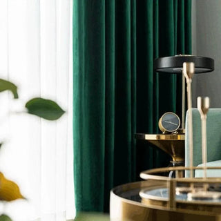 blackout velvet curtain thick luxury deep green velvet drapes room darkening side view