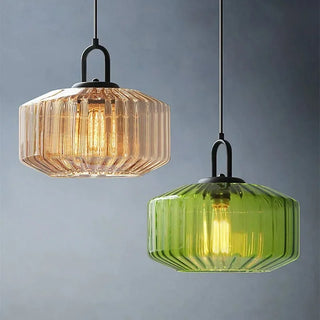 Vintage Pendant Light – Textured Glass Lamp | Retro Style Pendant With Warm Ambient Light