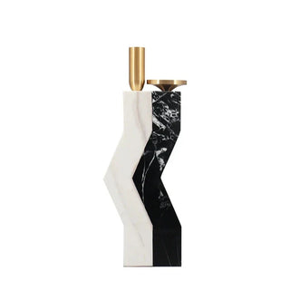 marble candle holder luxury volakos nero marquina decor gold accent front view