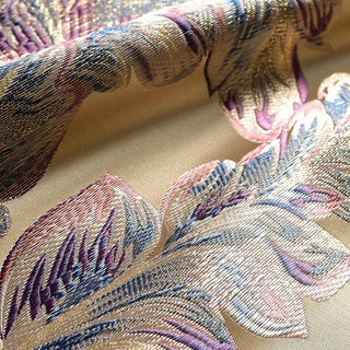 peacock feather curtain luxury blackout drapes grommet top heavy fabric top view