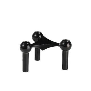 metal candlestick holder scandinavian molecular candle stand handcrafted black steel front view