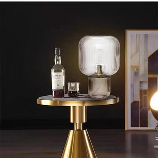 Minimalist Glass Lamp – Chrome Finish Table Lamp for Bedroom & Office Lighting